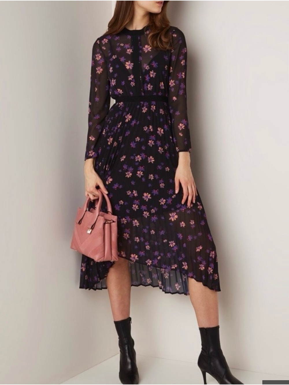 Maje Rivolini Pleated Midi Dress- size 1